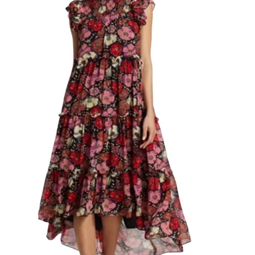 CINQ À SEPT Ricki Floral Dress Asymmetrical Size 4 NWT - Picture 6 of 10